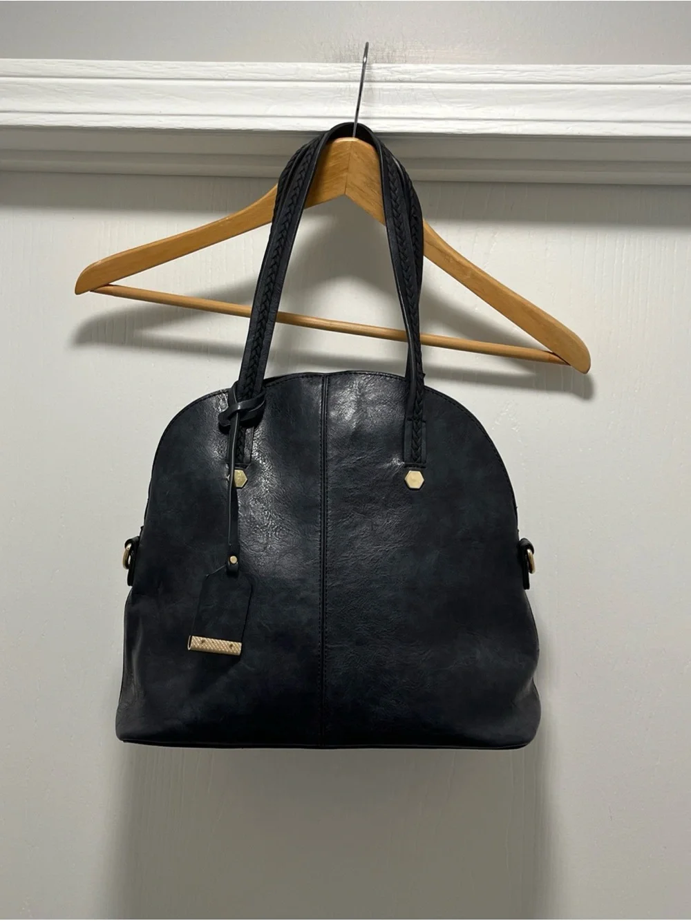 Mellow World Rory Navy Tote Purse Shoulder Bag Vegan Leather Satchel